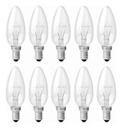 E14 Edison Skruvlampor, 40W Klara Lampor, Dimbar Glödlampor, Flammlampor, 10-pack