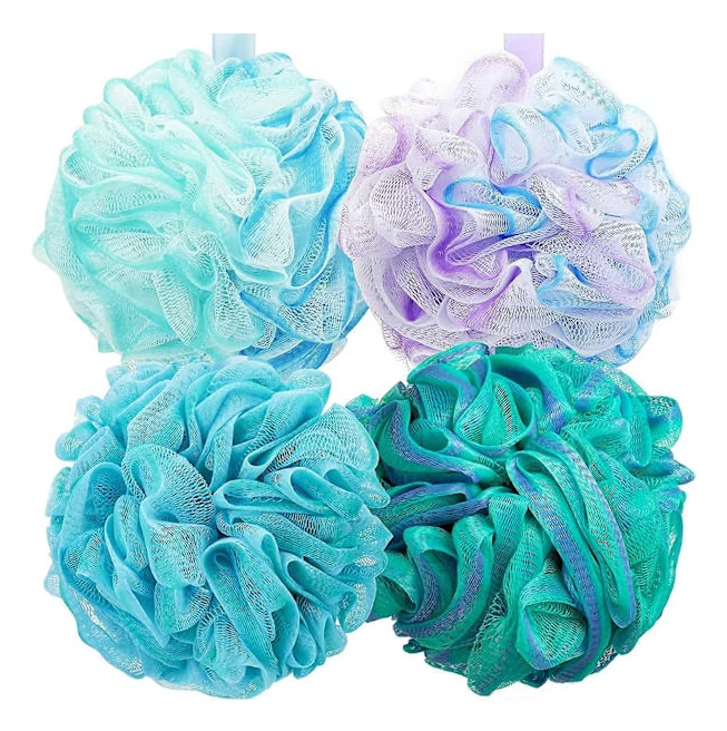 Dusch Loofah Svamp Puff, 75g Exfolierande Kroppsskrubb, Mesh Badpuff Lämplig för Alla, Mjuka och Hudvänliga Badrumstillbehör (4 st)