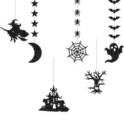 Gothic Klistermärken, Glitter Svarta Halloween Dekorationer Med Häxkonst Tema, Perfekt För Spökhus Dekoration, Skräcktema Hängande