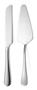 (Silver) 2-delat bröllopstårtsset, elegant tårtkniv och serveringsset med förtjockat rostfritt stål och rundade kanter, tårta