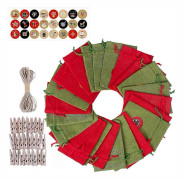 Jul Adventskalender Väska Set Linneväskor Klistermärken Träklämmor Rep Kit_qcx