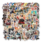 100 st Retro Girl Stickers, Vattentäta Vinyl Pinup-dekaler för Laptop, Resväska, Motorcykel, Skateboard, Bil