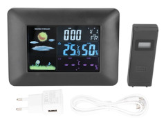Digital trådlös väderstation inomhus utomhus termometer med sensor temperatur luftfuktighet väder väckarklocka EU-kontakt 100-240V