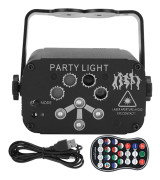 Fjärrstyrda scenljus för inomhus- och utomhusdekorationer, discoljus med multi-effekt laserljus och ljudaktiverade DJ-ljus