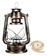 Fotogenlampa, 1 oljelampa och 1 rulle veke, vintage orkanlykta för inomhus- och utomhusdekoration (28 cm hög)