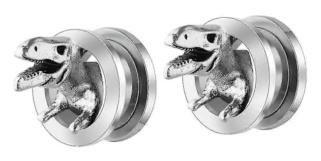 Örontöjare 3D Dinosauriemönster Öronstretch Tunnlar Mätare Öronstretchare Öronstift Örontillbehör Piercing Smycken För Öron Flickor Kvinnor 10mm2st