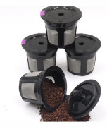 4-pack Återfyllningsbara kaffefilter för Keurig 1.0 och 2.0 kaffebryggare, återanvändbara kaffekapslar med rostfritt stålfilter (Svart)