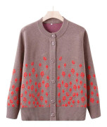 Höstkläder för äldre, Stickad fleece-tröja för kvinnor, Mormor och mamma 3XL kamel