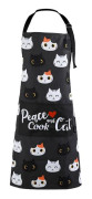 Köksförkläde - Peace Cook & Cat - Svart - Syntetisk - Modern - Tvättbar