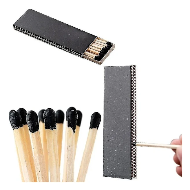 120 st/10 askar svarta dekorativa tändstickor med tändpapper - små premium tändstickor i trä