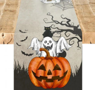 Halloween Bordslöpare 183 cm Lång Halloween Dekorationer Inomhus Halloween Pumpa Bordslöpare för Hemfester Dekor