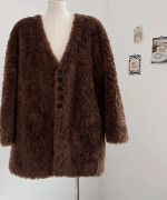 Full Ull Päls Temperament Lammull Partikel Shearling Päls Allt-i-ett Mellång Kappa L