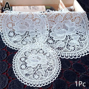 1 st 15 cm Rund Spetsbroderad Ihålig Underlägg Matsedel för Matbord Kaffe Te Mat Dekoration 15cm