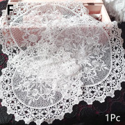 1 st 15 cm Rund Spetsbroderad Ihålig Underlägg Matsedel för Matbord Kaffe Te Mat Dekoration 15cm