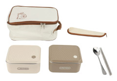 2 st 600 ml Lunchlåda med Pinnar Sked Väska Khaki Beige Spilltät Isolerad 304