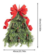 Jul dörrhängande grön linne julgranshänge tyg dörrhängande krans dekoration liten julgran (Julklockskrans)