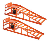 Hydrauliska bilramper - 2-pack - Kapacitet 5 ton/5000 kg - Lyfthöjd 270–360 mm - Robust stålkonstruktion - För service/oljebyte - För bil/lastbil