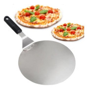 Rund pizzaspjäll i rostfritt stål med halkfritt handtag, perfekt för kakor, pizzor och pajer