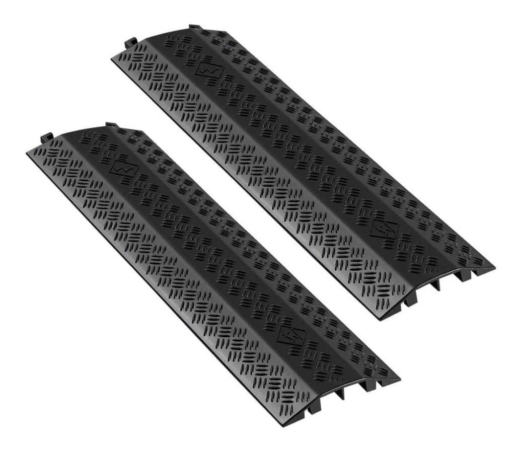 Kabelramp - Överkörningsbar Kabelskyddsramp - Axellast 7 938 kg - Kraftig - För hög gångtrafik - Inomhus/Utomhus - 2-pack