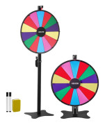Prishjul - Snurrande Lyckohjul med Stativ - 61 cm Diameter - 14 Fält - Justerbar Höjd - Whiteboard + 2 Markörer - Enkel Montering - 6 Färger