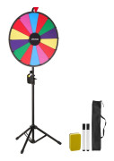 Prishjul / Lyckohjul - Snurrhjul - Ø 61 cm - 14 Fält - Med Stativ - Justerbar Höjd - Whiteboard med 2 markörer - 6 Färger