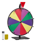 Prishjul/Lyckohjul - Bordsmodell med stativ - Diameter 30,5 cm - 10 Fält - Whiteboard-yta - 2 Markörer - Enkel montering - Flerfärgad