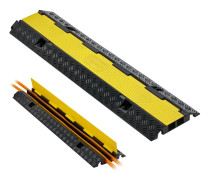 Kabelskyddsramp - 2-kanals kabelbro i gummi med lock - Axelkapacitet 9 979 kg - Kanalstorlek 32 x 31 mm - Inomhus/utomhus - Förpackning 1-pack