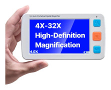 Digitalt Förstoringsglas - Bärbar Videolupp - HD-skärm 12,7 cm - Zoom 4–32x - Färglägen 17 - AV-utgång - Hopfällbart Handtag - Ljusstyrka 5 nivåer