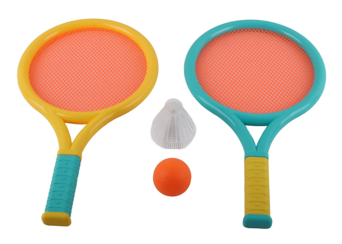 Barn Badmintonracket Halkfri Hållbar Elastisk Bärbar Tennisracketset för Barn 2 blå/gul