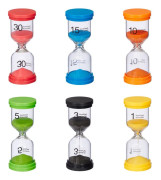 Timglass-set, 11x4,5 cm, Svart, Blå, Gul, Grön, Orange, Röd