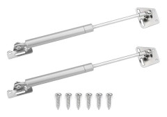 2-pack gasfjäder, långsam nedfällning, lyftstöd, gångjärnsfjäder, silver elektroplätering