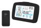 Hygrometertermometer för inom- och utomhusbruk med tid, bakgrundsbelyst LCD-skärm, elektronisk temperatur för skrivbord svart