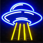 UFO Neonskylt för Rum Alien LED Neonljus Rymdskepp Dimbar Rymd Neonskyltar för Väggdekor Sovrum Spelrum Väggdekor Ufo-älskare