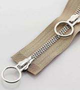5# 70/90cm Metall Dragkedja Dubbel Slider Rund Ring Dragkedja För DIY Sömnad Kläder khaki 90cm
