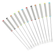 Rostfria Fonduegafflar, Set om 12, Marshmallow Grillpinnar, Värmebeständigt Handtag, Gafflar (24cm)