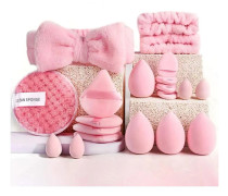 （pt）20-40 st Sminkborstar och Svampar Set med Beauty Egg och Brun Sminkpuff rosa 20 st