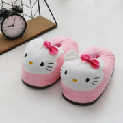 Sanrio Hello Kitty Bomullstofflor Vinter Foam Lovers Rosa Röd Mjuk Fleece Flicka Hemma