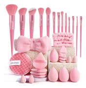 （pt）20-40 st Sminkborstar och Svampar Set med Beauty Egg och Brun Sminkpuff rosa 33 st