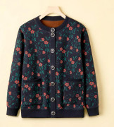 Stickad kofta för medelålders och äldre, mamma plus sammetsfodrade kläder för äldre, mormor höst- och vinterkappa, dammodeller. 4XL