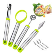 Fruktsnideriverktyg i rostfritt stål, melonskopa, äppelkärnare, snidkniv, fröborttagare