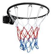 45,72 cm Basketkorg Ersättning, Dubbel Fjäder Basketring med Nät för Mark- och Väggmontering, Stål för Inomhus & Utomhus - Svart
