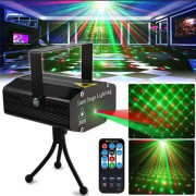 LED Laser Projektorlampa RGB Dekoration Party Disco DJ klubb stjärnljus med fjärrkontroll Jul trädgård