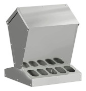vidaXL Hönsfodertråg Silver 30 x 30 x 39 cm Galvaniserat Stål