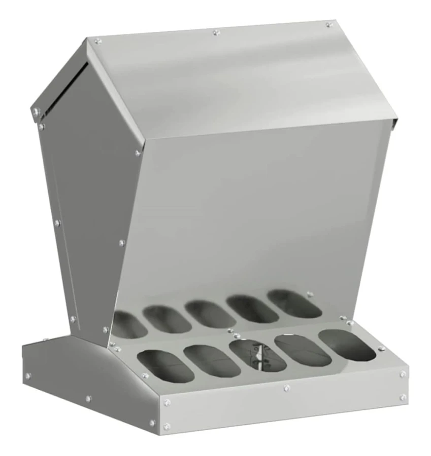 vidaXL Hönsfodertråg Silver 30 x 30 x 39 cm Galvaniserat Stål