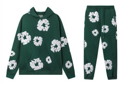 [14Y] Hooded Sweatshirt Set Denim Tears Hoodie och Byxor Set - Grön - Storlek 2XL Grön
