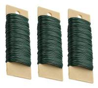 3-pack Grön Plastbelagd Blomstertråd - 24 Gauge Hantverkstråd för Blomsterarrangemang
