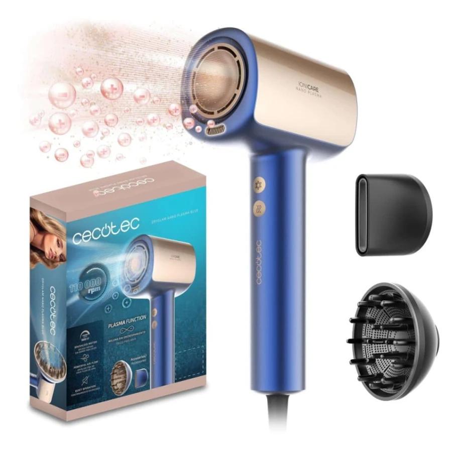 Hårfön - CECOTEC - DryGlam Nano Plasma Blue - 1600 W