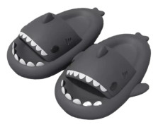 Shark Haj Tofflor, Lämplig för vuxna och barn Söt Tjock Sula Hajar Halkfria Tofflor Inomhus Duschtofflor Sandaler Shark Slippers Mörkgrå 24/25 EU