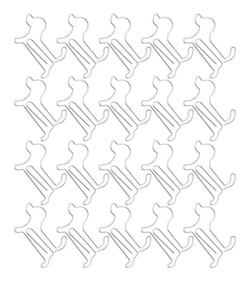 20 ST Mini Gemklämma Silver Hundform Bokmärke Fil Anteckningsbok Klämma Kontorsmaterial