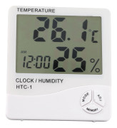 Elektronisk Temperatur Luftfuktighetsmätare Klocka Digital Display Termometer Hygrometer för Inomhus